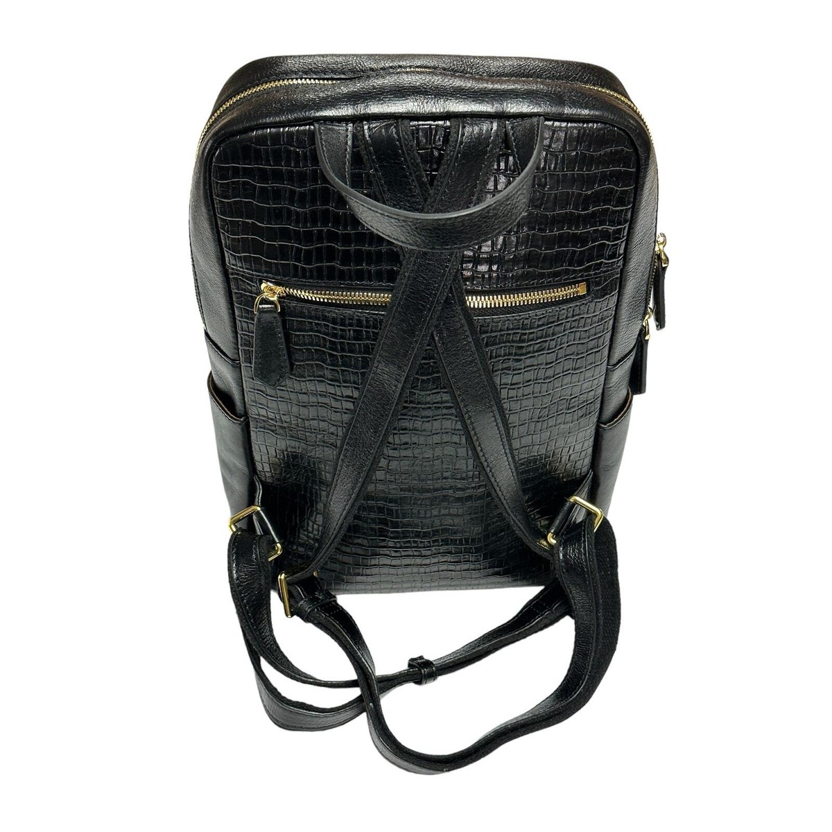 PIJUSHI Genuine Leather Backpack Purse Crocodile Leather 