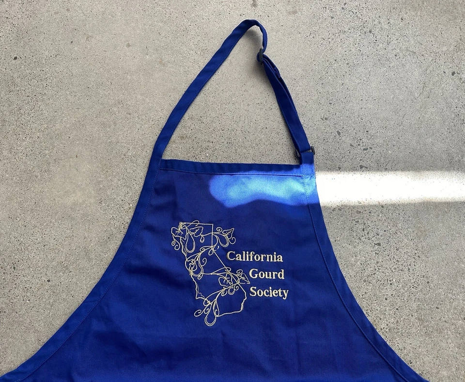 Vintage Uncommon Threads California Gourd Society Blue Polycotton Apron Size M - Image 4 of 4