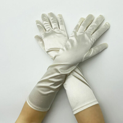 Lange Weiße Abendhandschuhe Für Damen – Satin-Handschuhe Bis Ellenbogen, Für Hochzeit, Oper & Kostüm