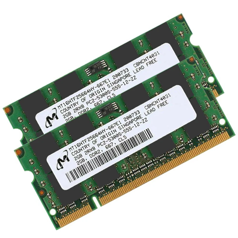 4GB 2x 2GB PC2-5300S 2Rx8 DDR2 667MHz 200Pin CL5 SODIMM Laptop Memory RAM Micron - Image 2 of 4