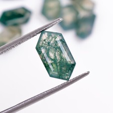 Natural Moss Agate Hexagon Shape Faceted Cut Gemstones AAA Quality For Jewelry