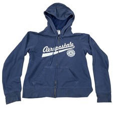 Aeropostale Women's Hoodie XL Navy Blue Full-Zip With White Logo