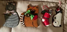 Cat Christmas ornament collection/Lot of 4 from craft fairs, all unique