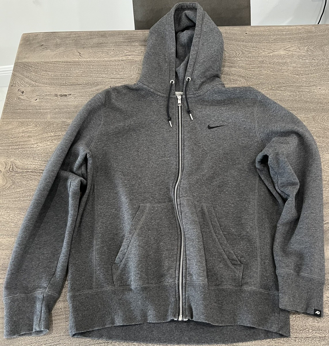 Nike Sportswear Fleece Full Zip Up Hoodie Grey Large | eBay
