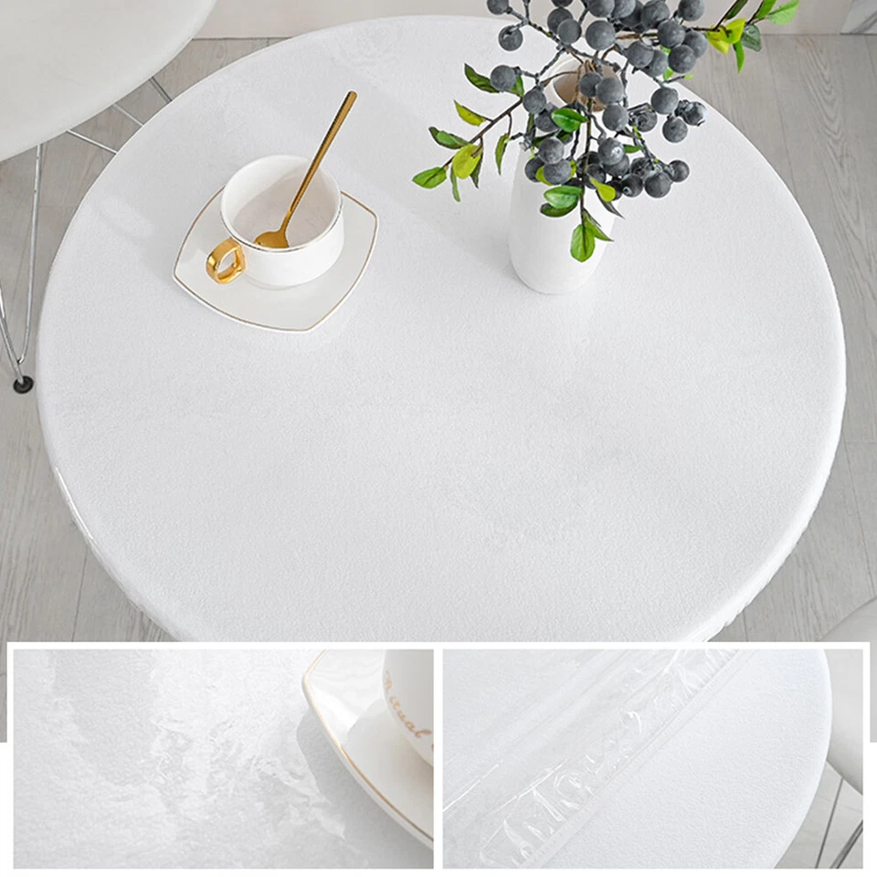 Transparent Round Elastic Tablecloth Table Cover TPU Waterproof Tablecloth η - Image 4 of 4