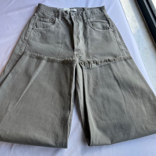 Citizens of Humanity Barrel Leg Jeans Frayed Hem High Waist Gray Size 24 - Picture 10 of 24