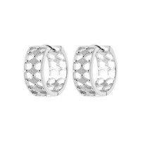 Ohrringe Creolen Aus Silber 925/000 Rhodium - Ringe Breit Durchbrochen