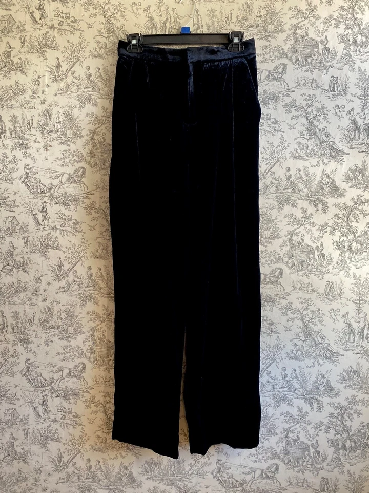 Banana Republic Norte Velvet Pleated Relaxed Pants - Black - Size Petite 4