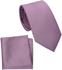 Regular Mauve Tie and Pocket Square for Men Purple Necktie Set 3.2 inch Stand...