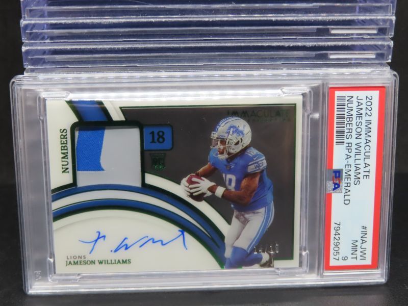Jameson Williams Panini Immaculate Collection Immaculate Numbers Rookie Patch Autographs #INAJWI Emerald