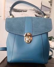 Pre-owned  Viola Castellani Teal Italian Leather Convertible Backpack 