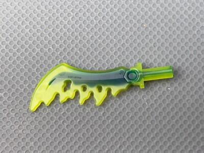 LEGO Trans Neon Green Minifig Weapon Sword Serrated 1 Part Piece