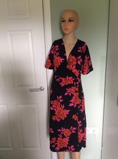 Bnwt Primark Black Floral Midi Dress - UK 8
