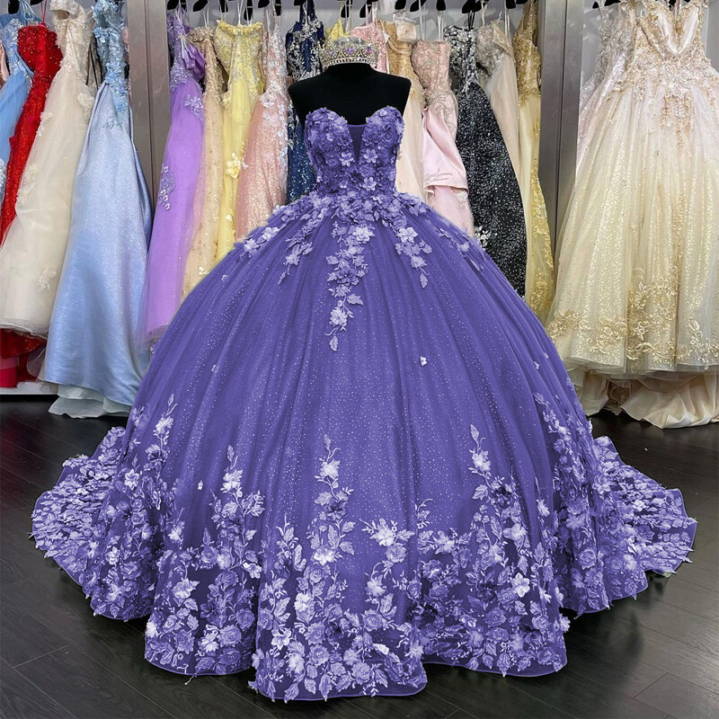 Glitter Strapless Quinceanera Dresses for Sweet 15 16 Ball Gowns Princess PhotoShoot main image 1