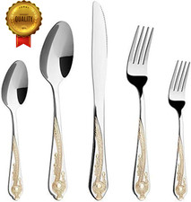 20-Piece Gold Stainless Steel Flatware Set for 4 Gold-Plated Eating Utensils