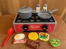 Melissa  Doug Deluxe Wooden Cooktop Set Wooden Play Food kitchen set pot pan