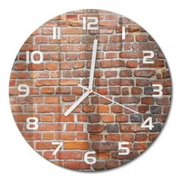 Runde Design-Glasuhr Aus GehäRtetem Glas Backsteinwand WeißE Zeiger Fi30 Cm