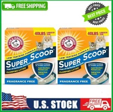 2 BOX ARM HAMMER Super Scoop Fragrance Free Clumping Clay Cat Litter, 40 lb