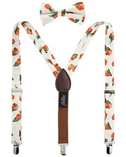 Floral Cotton Suspenders and Pre-tied Bow Tie Medium - 6-12 yrs.,  5 ft 09