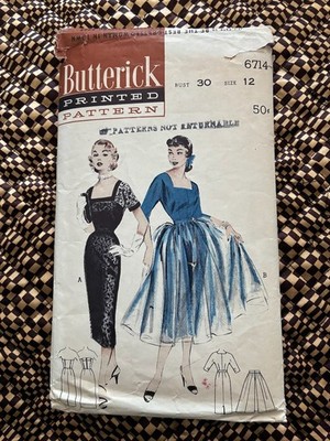 Butterick 6714 Womens Evening Dress w Tea Timer Skirt Sz S B30 Partially cut