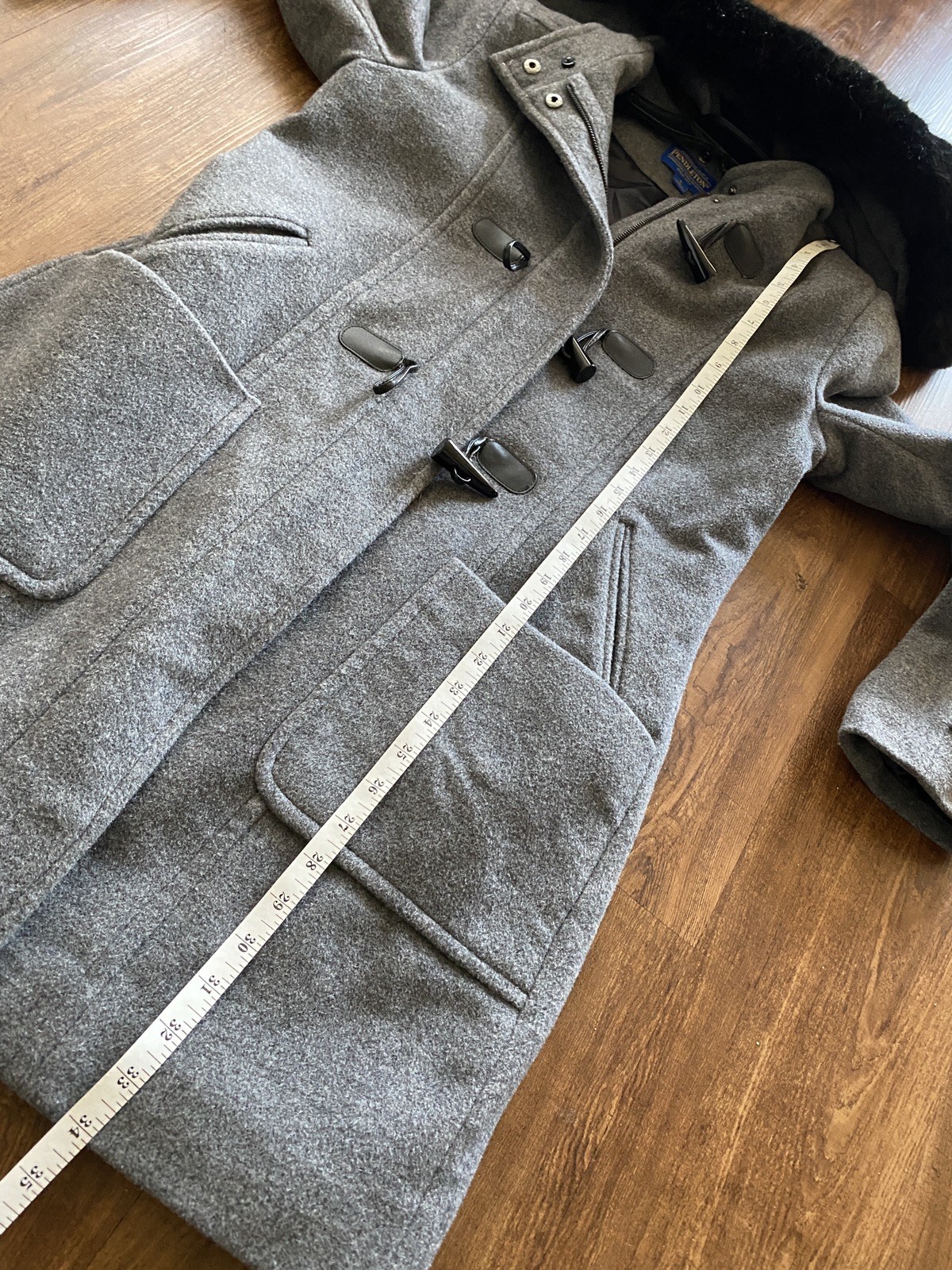 Pendleton Gray Merino Wool blend Toggle Zip Faux … - image 7