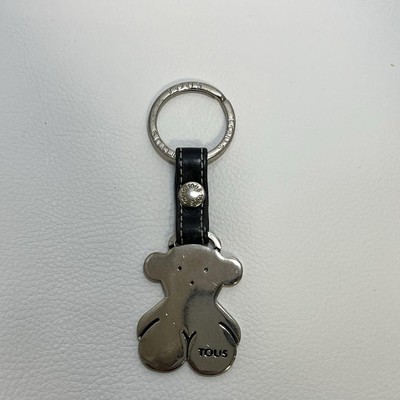 TOUS Teddy Bear Keychain Metal Leather Color: Silver Black limited