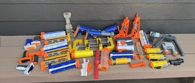 Nerf Accessories Lot of ~36 Stocks Barrels Grips Scopes Attachments