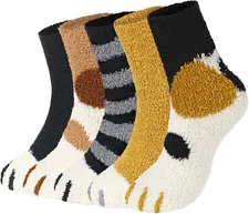 Fuzzy Socks for Women, 5 Pairs Women's Winter Warm Slipper Fluffy Fuzzy Socks, C