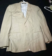 Stafford Mens 44R Tan Beige Sport Coat Blazer Jacket 2 Button