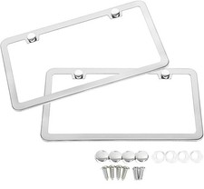 2 Stainless Steel Polish Mirror License Plate Frame Silver 2 Stainless Steel Polish Mirror License Plate Frame Silver