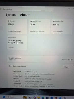 Dell XPS 17 9730 i9-13900H 64GB RAM 1TB SSD 17