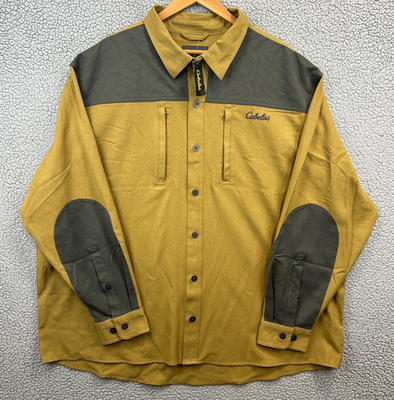 #ad Cabela#x27;s Hunting Shirt Mens Size 3XL Gold w Gray Beluga Overlay Arm Patches NWT $29.95