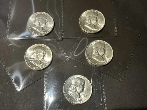5 Franklin Half Dollar 1952 P Uncirculated Free SH Silver Coin