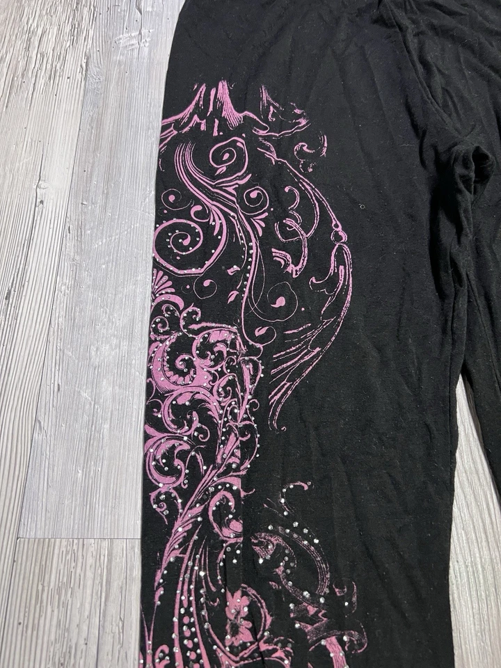 Leggings Vintage Vocal Para Mujer Estrás Y2K Moda Estilo Aflicción Negros Talla L Foto 3 de 4