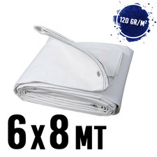 Telo telone impermeabile occhiellato mt 6x8 BIANCO- 120 gr/m²