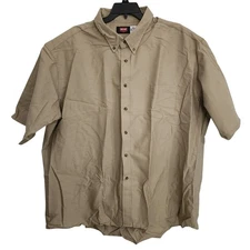 Red Kap Mens 4XL SS Button Up Shirt Tan Workwear Industrial Style SP80KH4