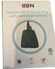 HBN Outdoor Smart WiFi Plug Heavy Duty Wi-Fi Timer with Two Grounded Outlet NEW