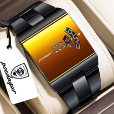 Men's Watch Stainless Steel Quartz Waterproof Rectangle Luxury Stylish POEDAGAR