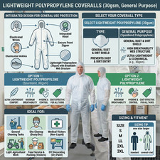 White Disposable Coveralls Protective Suit 30GSM PPE Hooded Overall Size M- 3XL