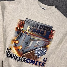 VTG Subway Series MTA 2000 World Series LEE Sweatshirt Gray MLB Mets Yankees M