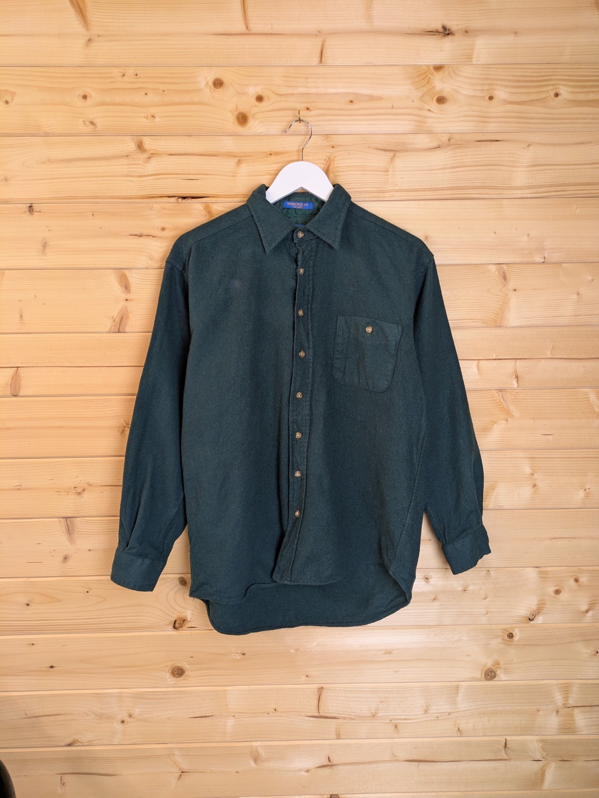 Vintage Pendleton Forest Green Wool Button Down O… - image 1