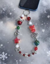 Handmade Christmas Phone Bag Charm Crystal Beaded