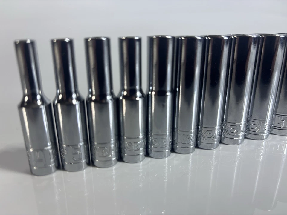 Kobalt 1/4" Drive 12 Piece 6 Pt Point Metric Deep Socket Set Chrome 4-14 mm - Image 4 of 4