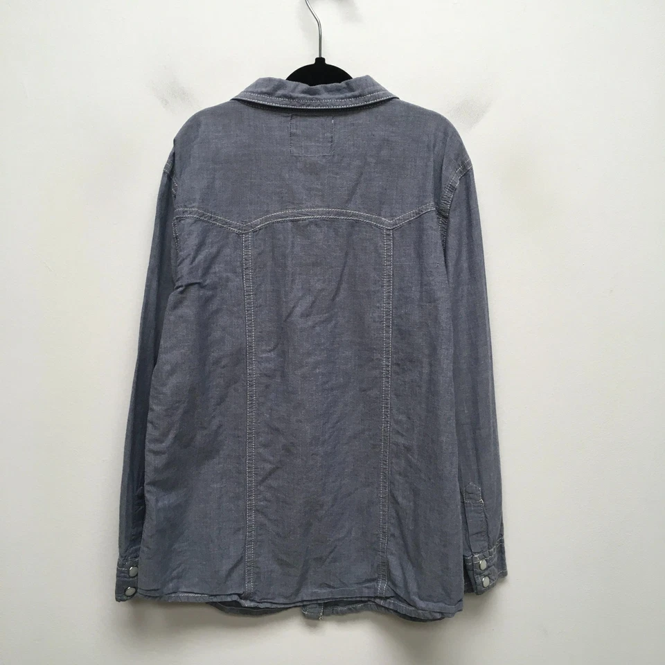 Camisa Peek Fleur Niñas Azul Cambray Algodón Manga Larga Bolsillos Perla a Presión 8 Foto 4 de 4