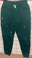 Polo Ralph Lauren Boys Green Pony Print Fleece Joggers Sz M 10-12 NWT