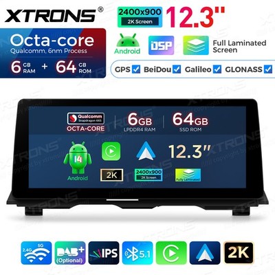 CarPlay Android Auto GPS Stereo for BMW 5 Series NBT Qualcomm 665 12.3'' Screen