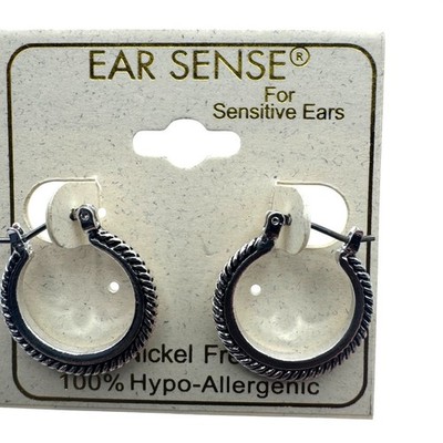 Ear Sense Nickel-Free Hypo-Allergenic Hoop Earrings For Sensitive Ears Silver-To