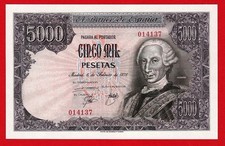 UNC, 5000 Pesetas, 1976, No series.  SPAIN