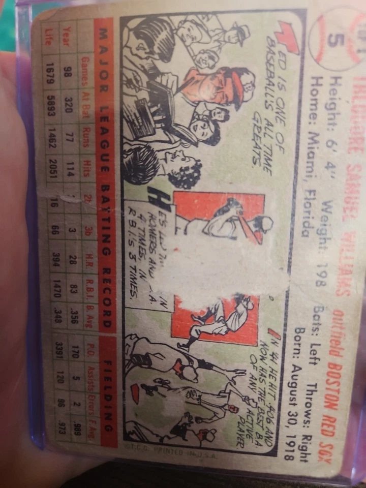 Лот из 2 карт 1956 Тед Уильямс и Уоррен Спан - Изображение 4 из 4