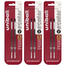 Jetstream RT Ballpoint Pen Refills 1.0mm Black Pack of 3 Quick Drying Ink